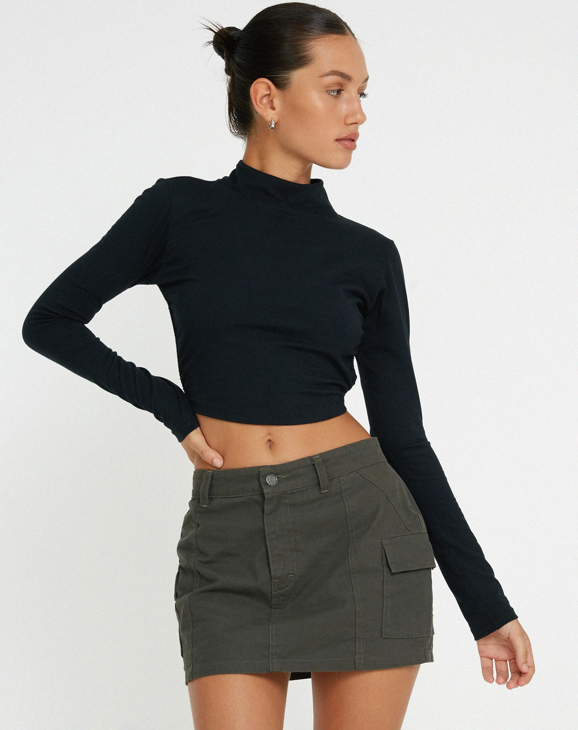 Quelia Open Back Crop Top in Black sold by Motel Rocks