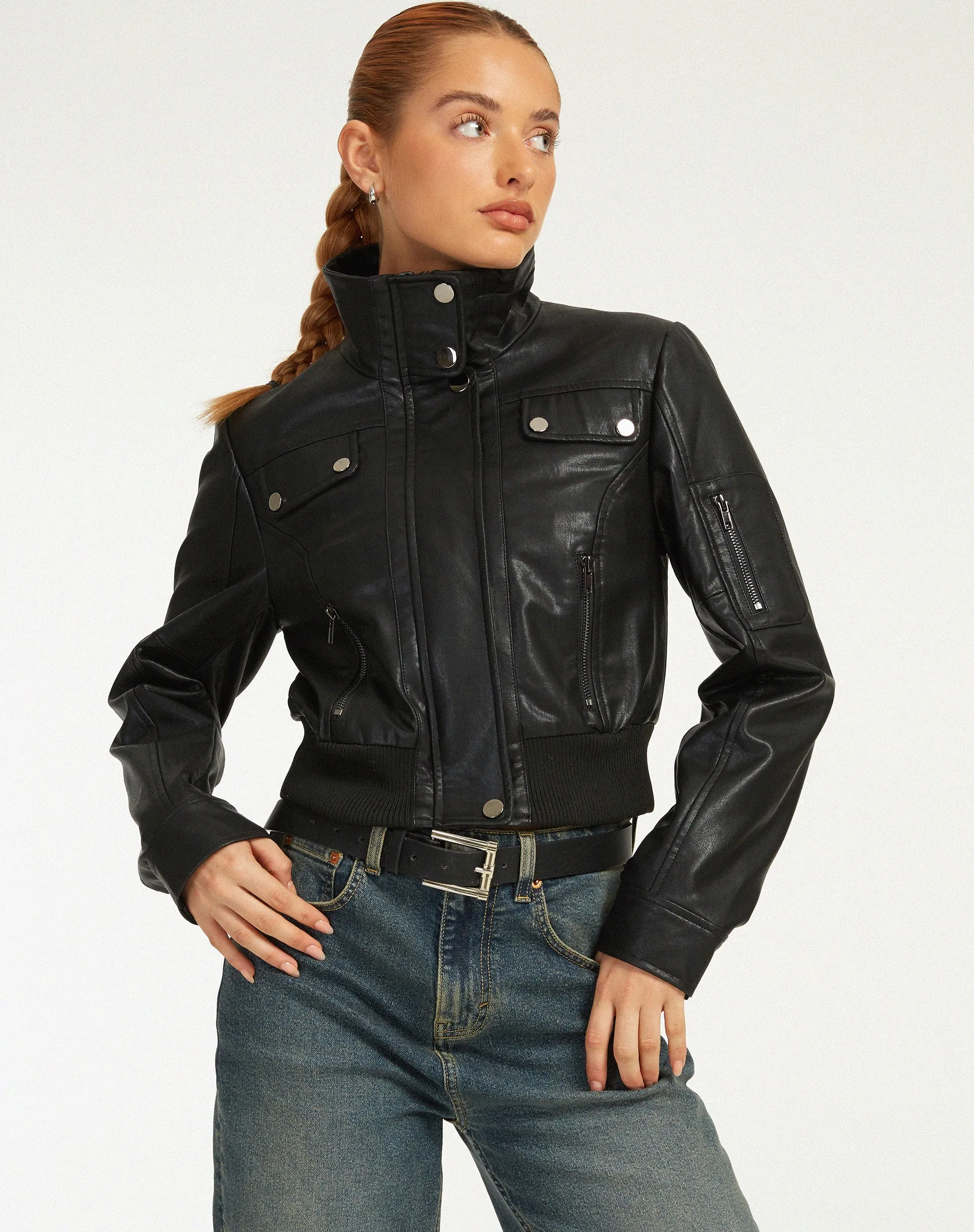 Loviana Jacket in PU Black sold by Motel Rocks product image thumbnail 2