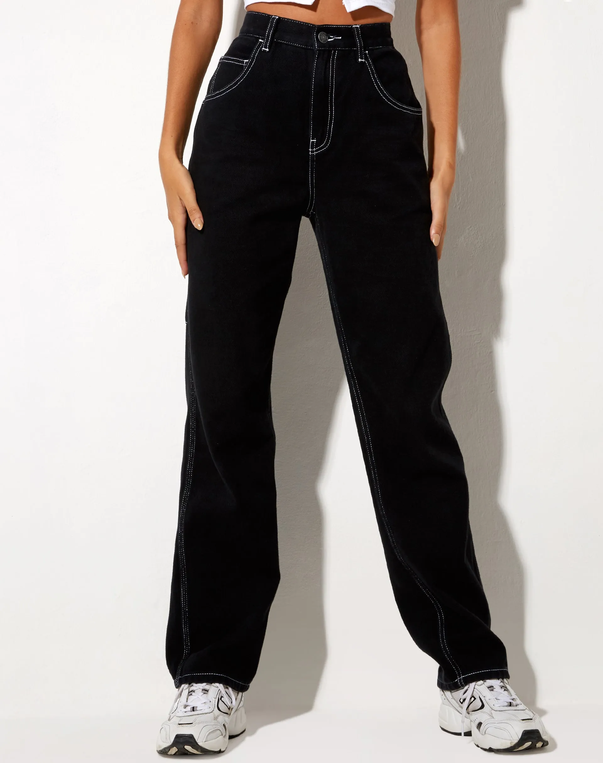 Carpenter Cargo Jeans in Black sold by Motel Rocks