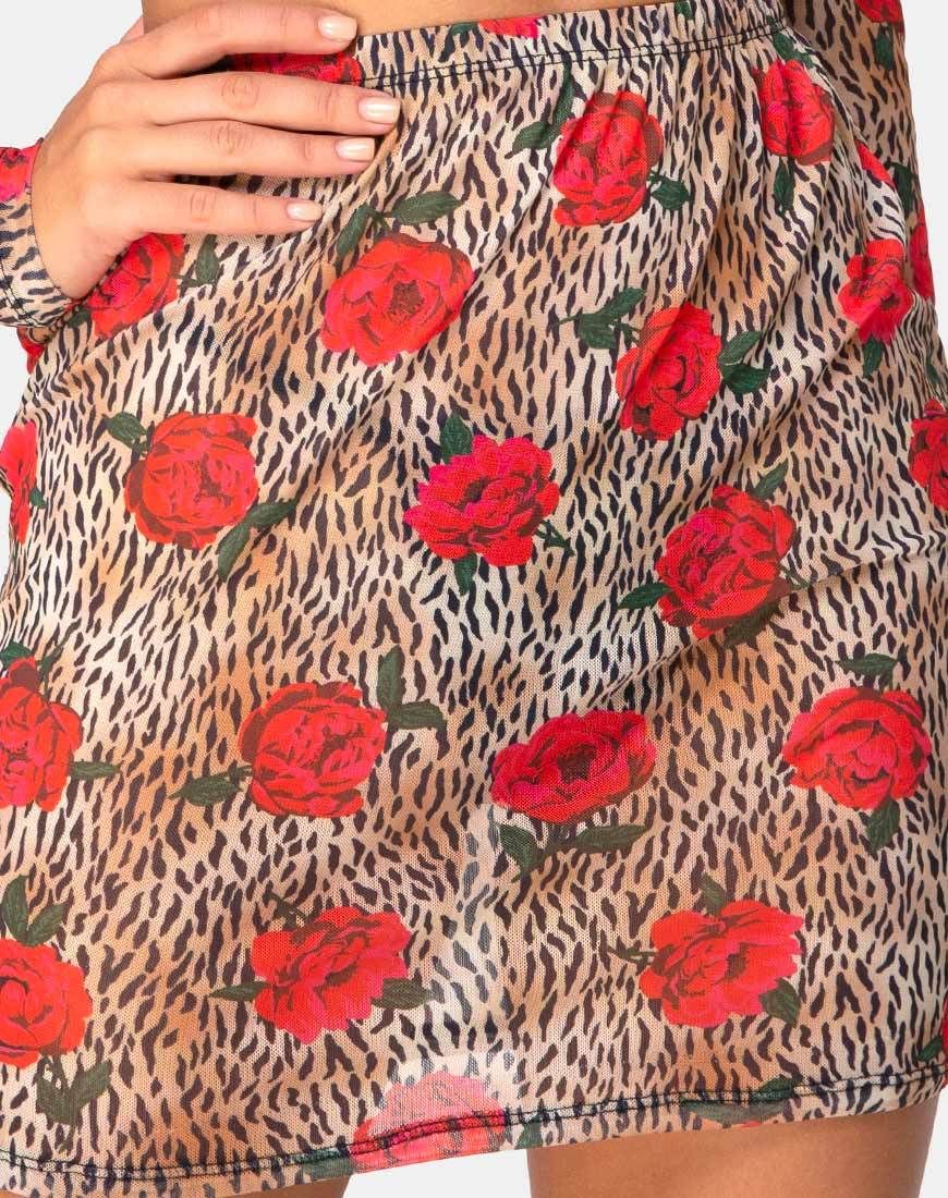 Kinnie Mini Skirt in Tiger Rose sold by Motel Rocks product image thumbnail 5