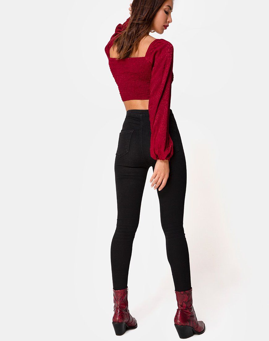 Elina Top in Satin Cheetah Raspberry sold by Motel Rocks product image thumbnail 4