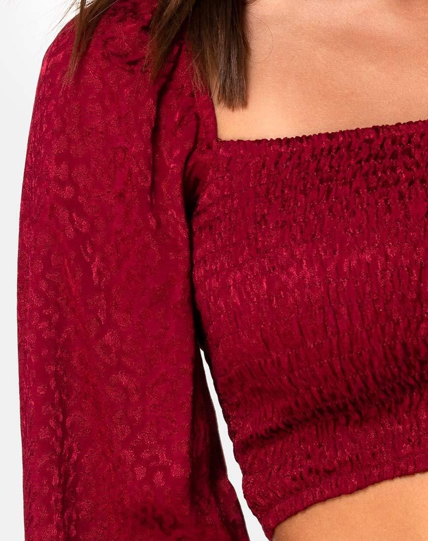 Elina Top in Satin Cheetah Raspberry sold by Motel Rocks product image thumbnail 5