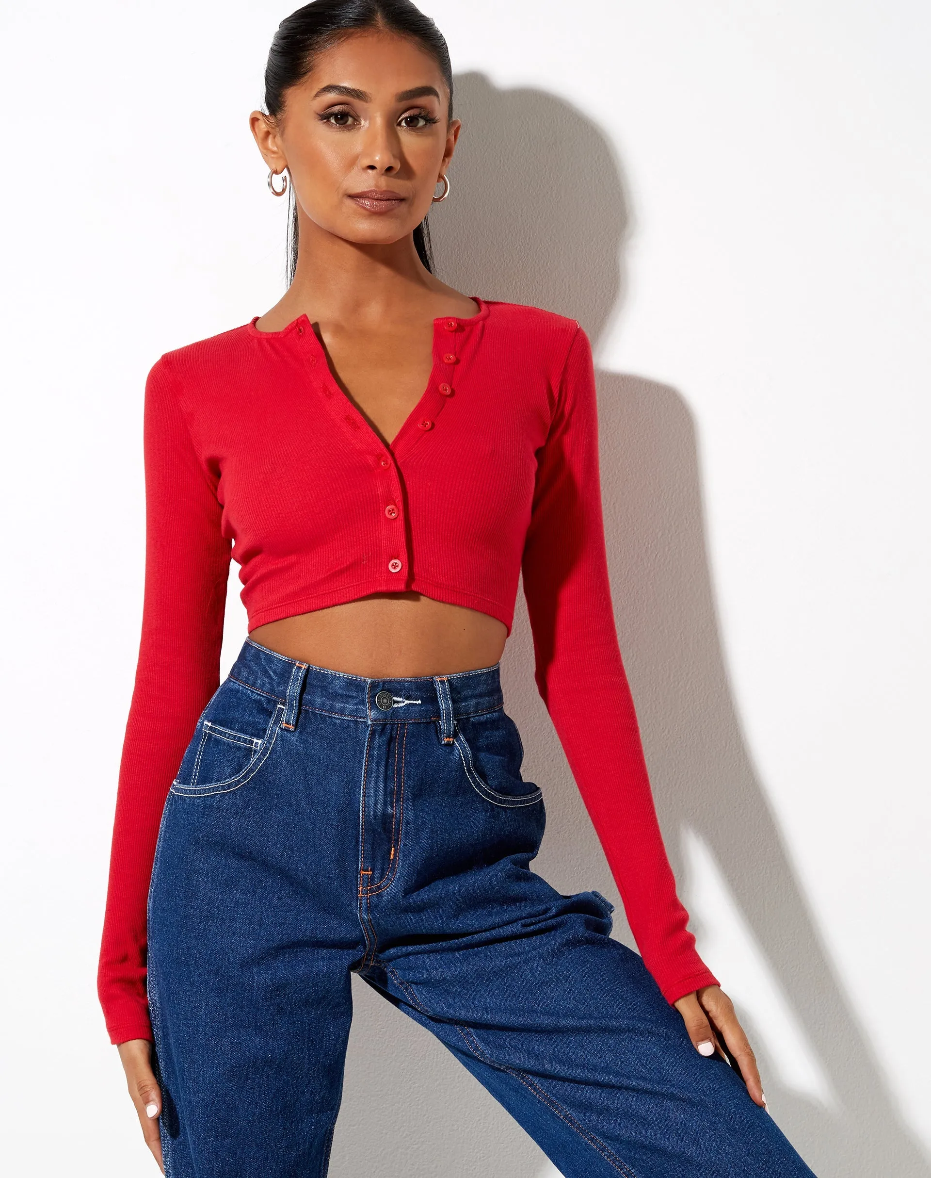 Kaya Crop Top in Rib Racing Red sold by Motel Rocks product image thumbnail 3