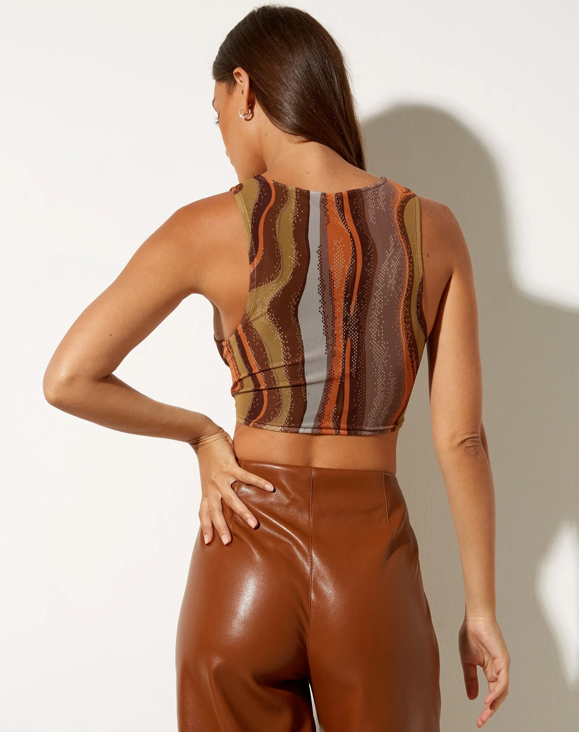 Britta Crop Top in Earthy Gradient sold by Motel Rocks product image thumbnail 2
