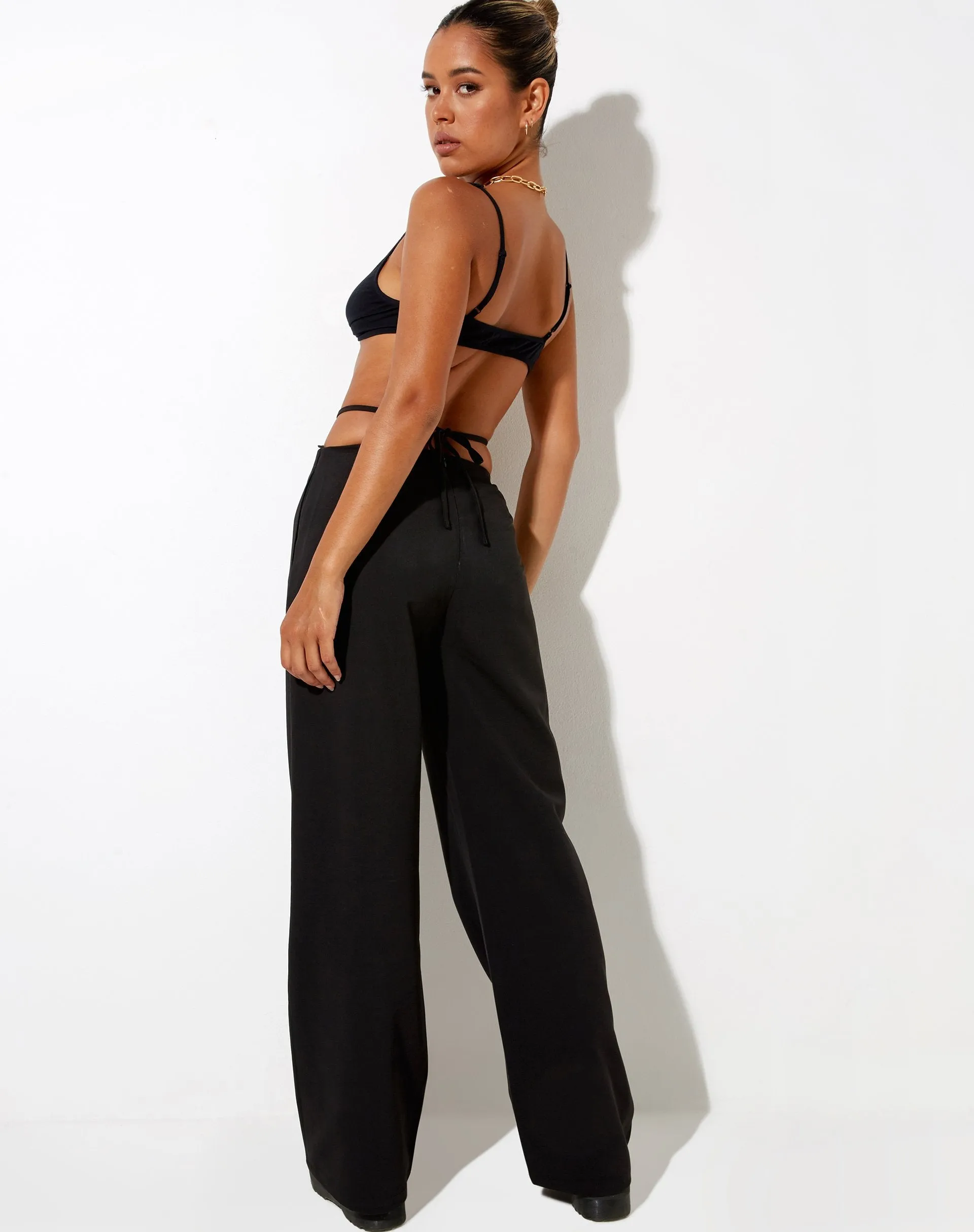 Abner Wide Leg Trouser in Black sold by Motel Rocks product image thumbnail 4