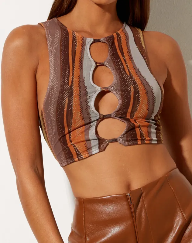 Britta Crop Top in Earthy Gradient sold by Motel Rocks