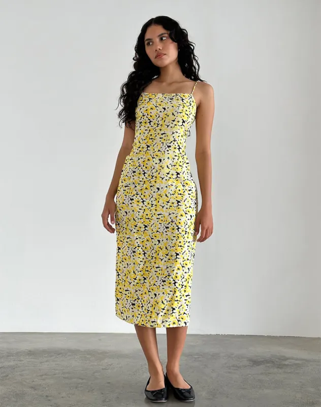 Nosita Midi Dress in Sunflower Pop Yellow sold by Motel Rocks