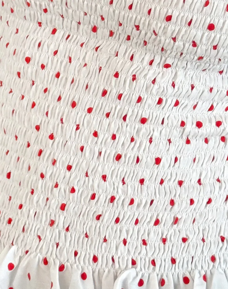 Birita Shirred Tank Top in White and Red Polkadot sold by Motel Rocks product image thumbnail 5