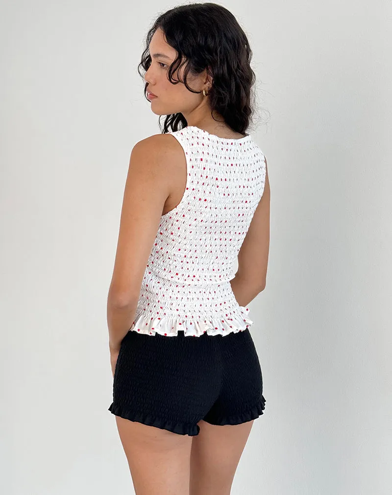 Birita Shirred Tank Top in White and Red Polkadot sold by Motel Rocks product image thumbnail 3