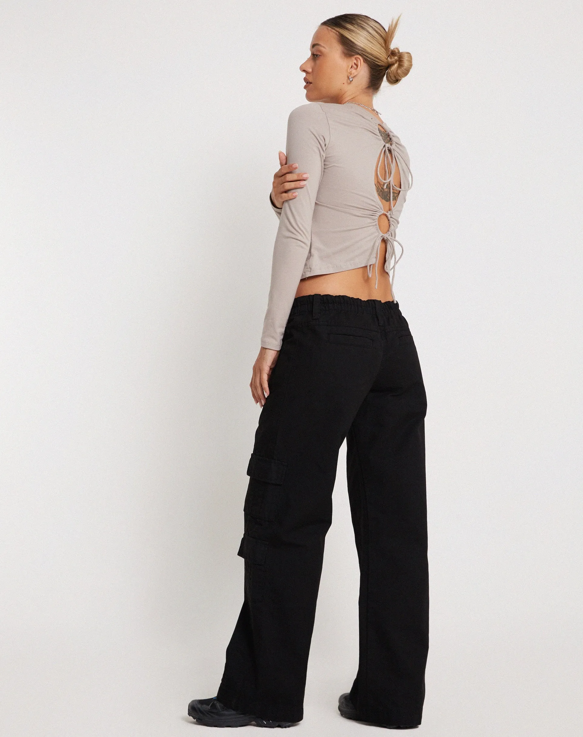 Hansa Cargo Trouser in Black sold by Motel Rocks product image thumbnail 4