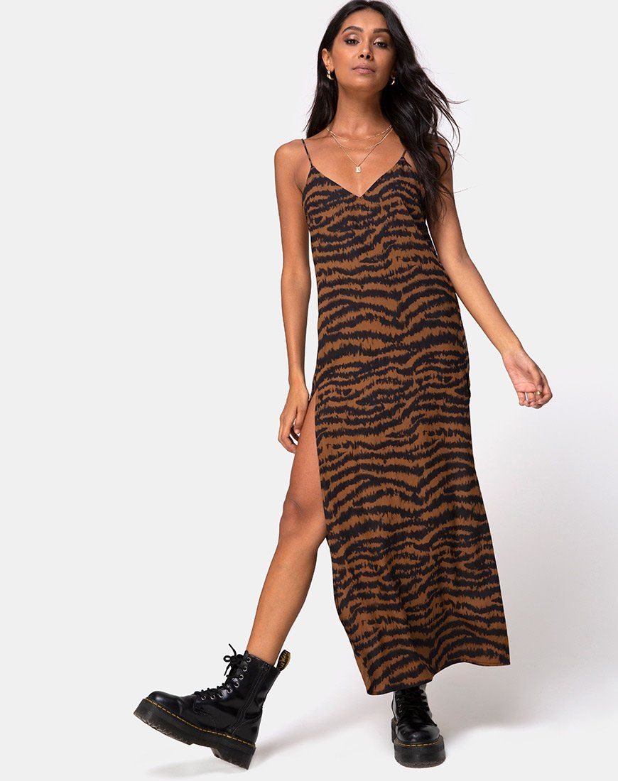 Hime Maxi Dress in Animal Drip Brown sold by Motel Rocks product image thumbnail 4