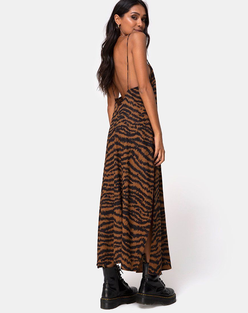 Hime Maxi Dress in Animal Drip Brown sold by Motel Rocks product image thumbnail 5