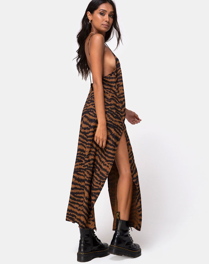 Hime Maxi Dress in Animal Drip Brown sold by Motel Rocks product image thumbnail 3
