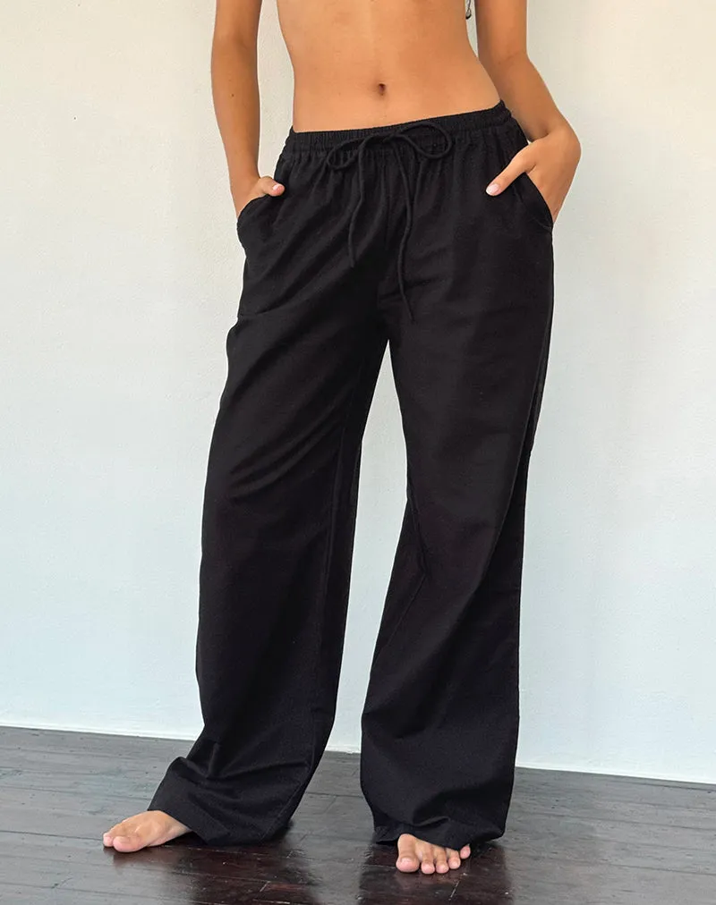 Wasic Wide Leg Trouser in Black sold by Motel Rocks