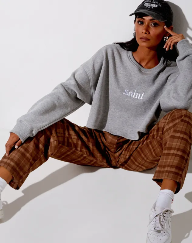 Sakila Trouser in Brown Check sold by Motel Rocks