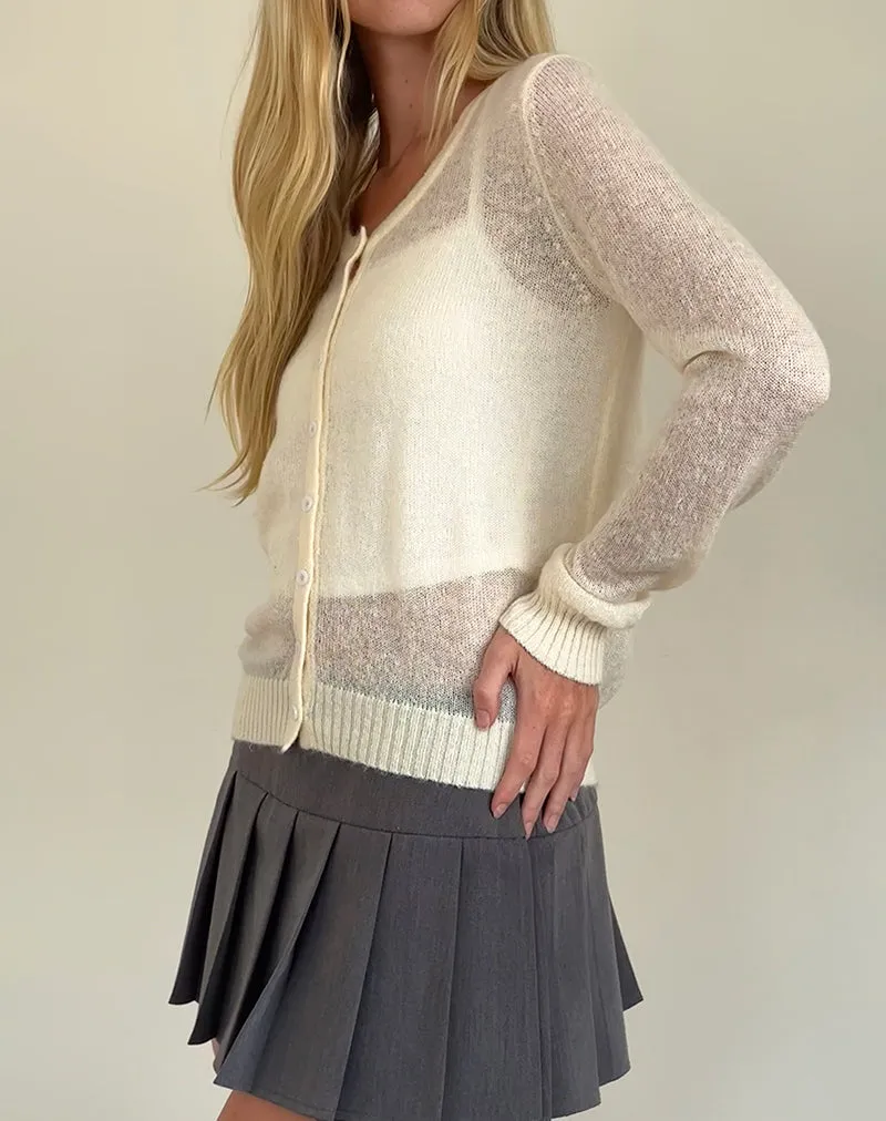 Solana Light Knit Cardigan in Ivory sold by Motel Rocks product image thumbnail 4