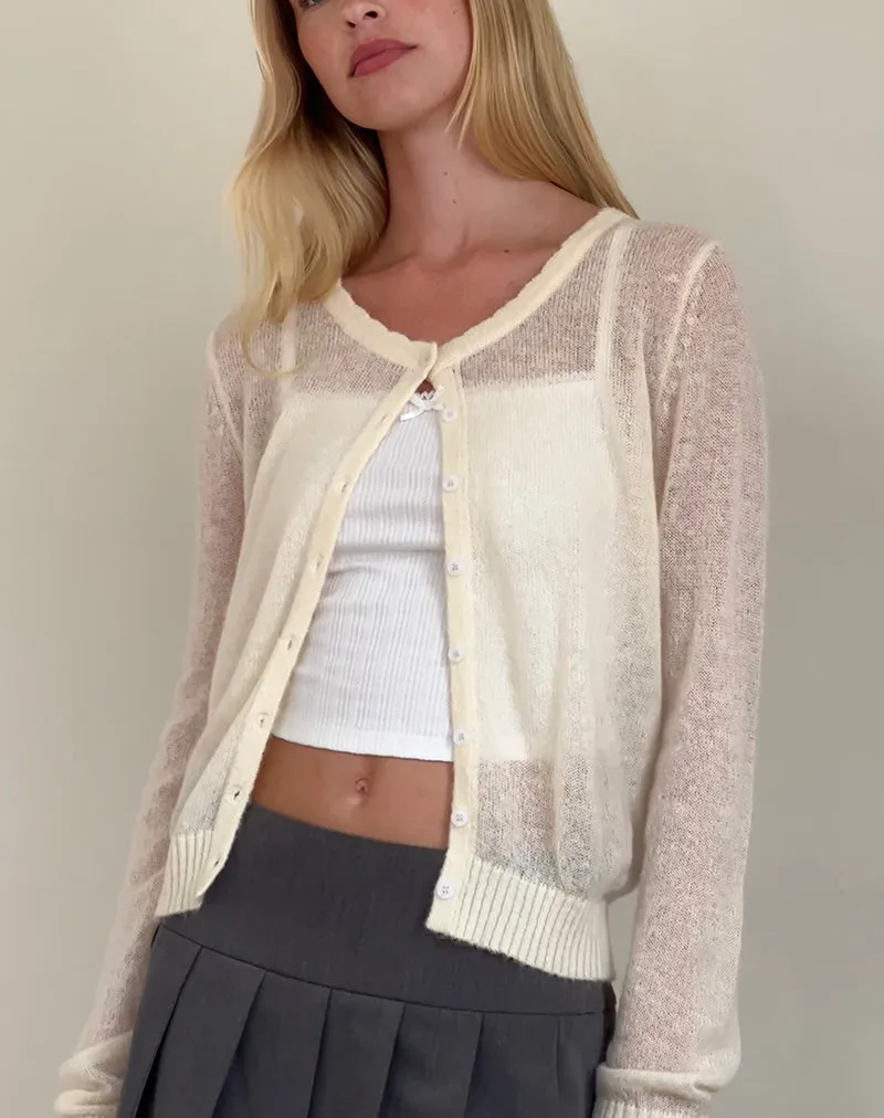Solana Light Knit Cardigan in Ivory sold by Motel Rocks product image thumbnail 2