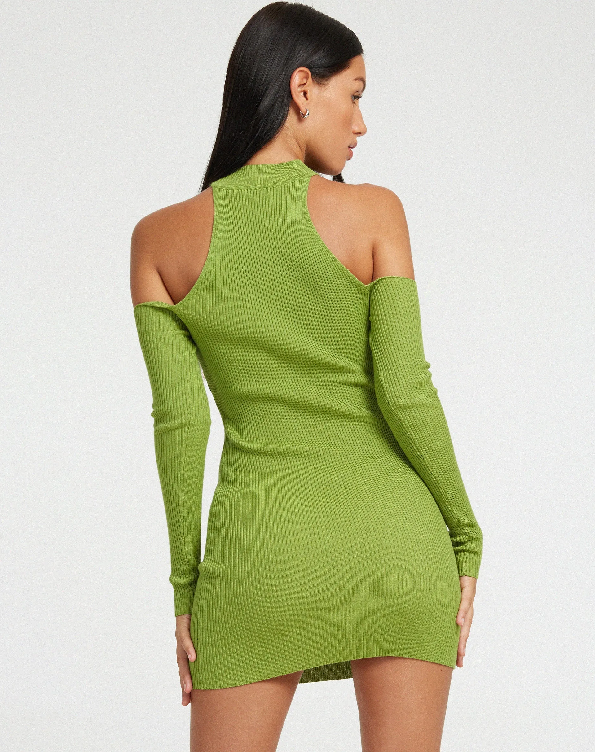 Dundar Knitted Mini Dress in Golden Lime sold by Motel Rocks product image thumbnail 2