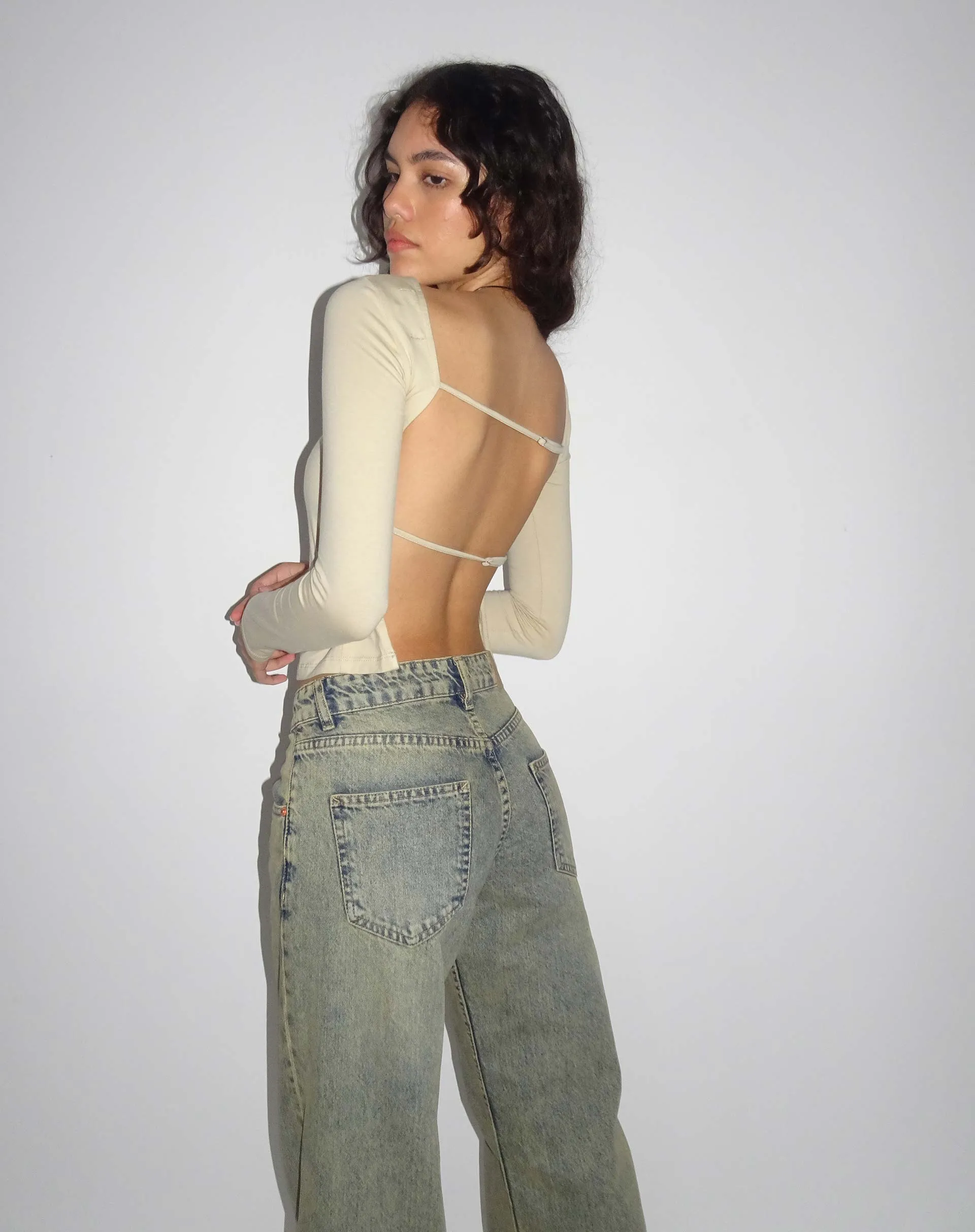 Ansita Long Sleeve Top in Coconut Milk sold by Motel Rocks