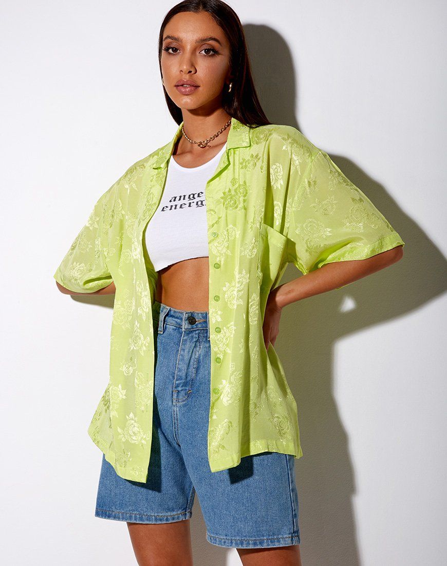 Taelsa Shirt in Satin Rose Lime sold by Motel Rocks product image thumbnail 2