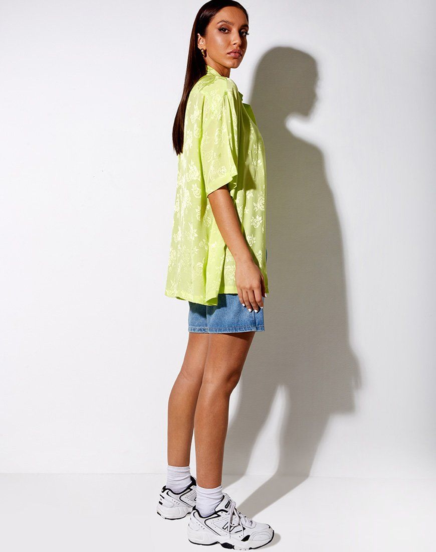 Taelsa Shirt in Satin Rose Lime sold by Motel Rocks product image thumbnail 5