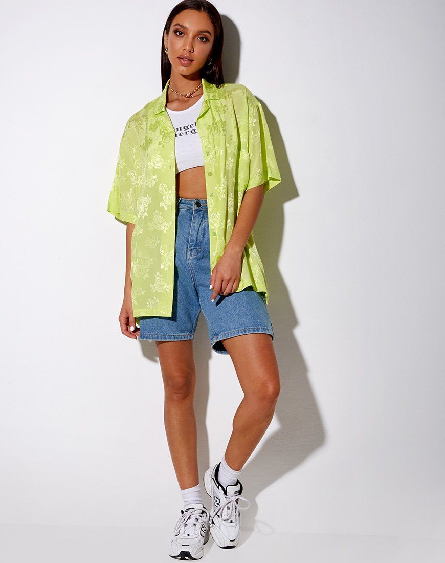 Taelsa Shirt in Satin Rose Lime sold by Motel Rocks product image thumbnail 4