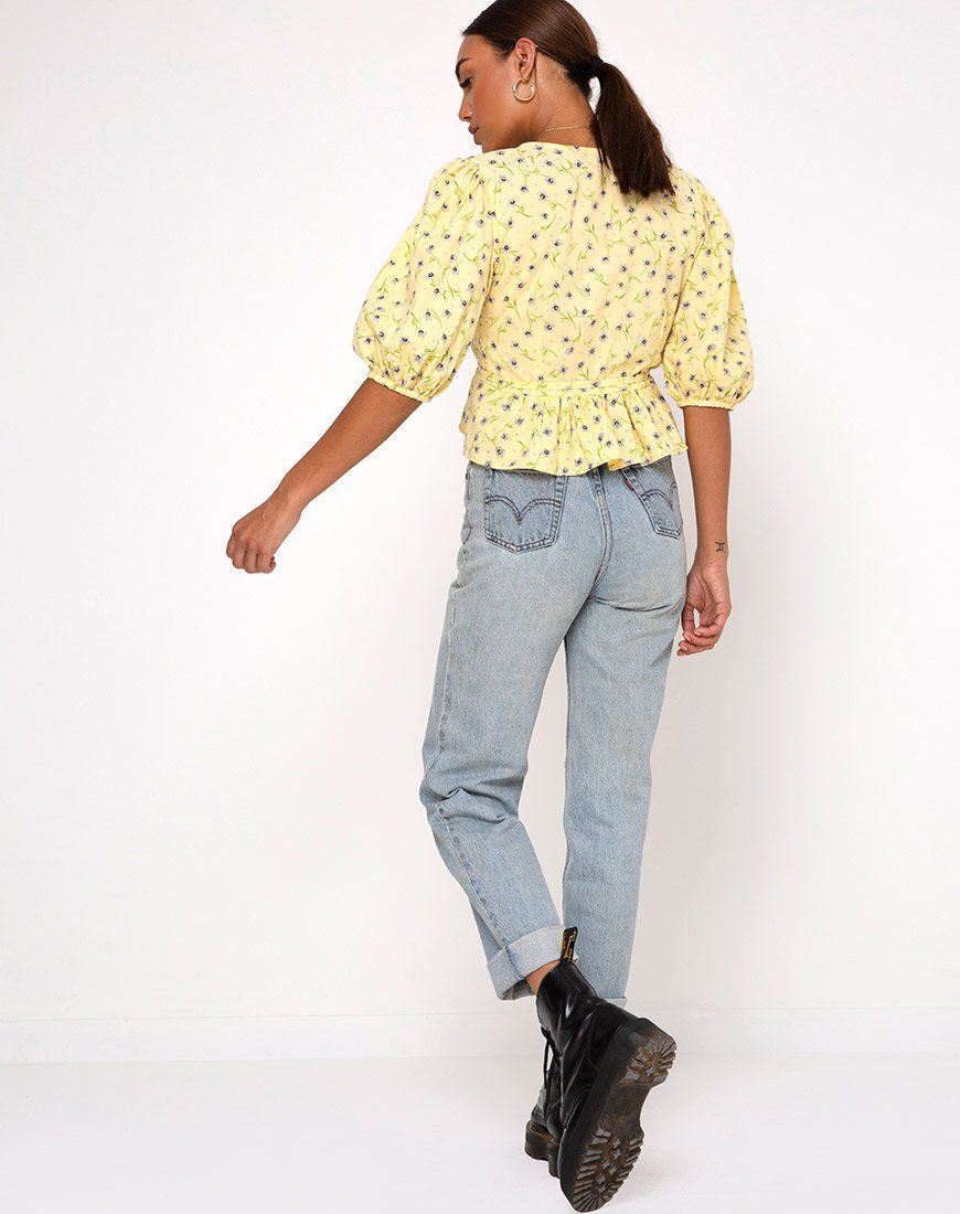 Amiya Top in Wild Flower Lemon Drop sold by Motel Rocks product image thumbnail 4