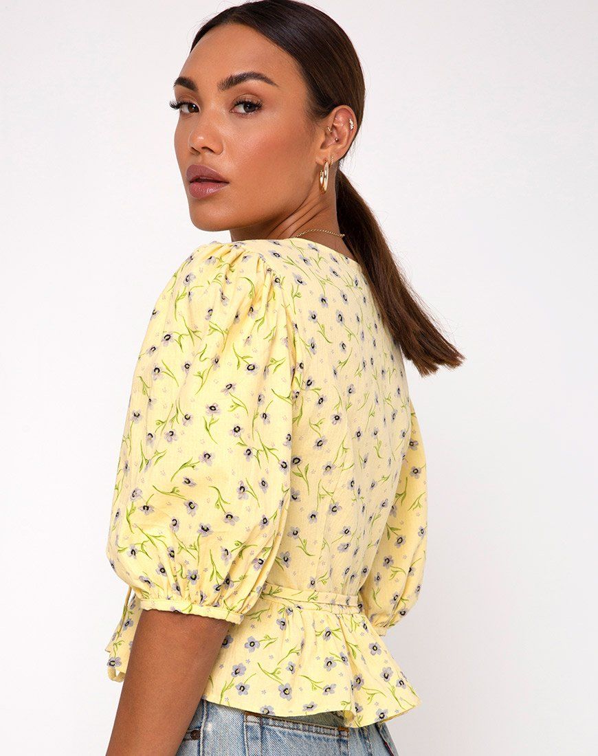 Amiya Top in Wild Flower Lemon Drop sold by Motel Rocks product image thumbnail 2