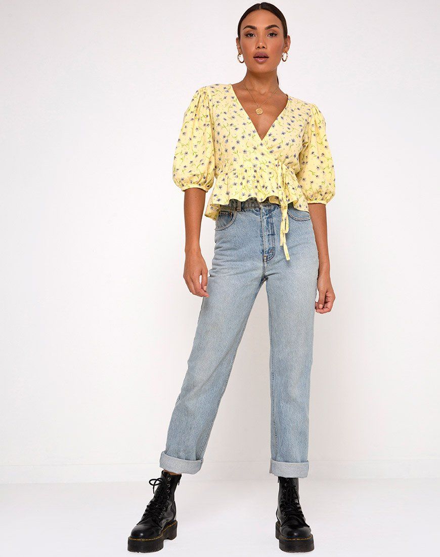 Amiya Top in Wild Flower Lemon Drop sold by Motel Rocks product image thumbnail 3