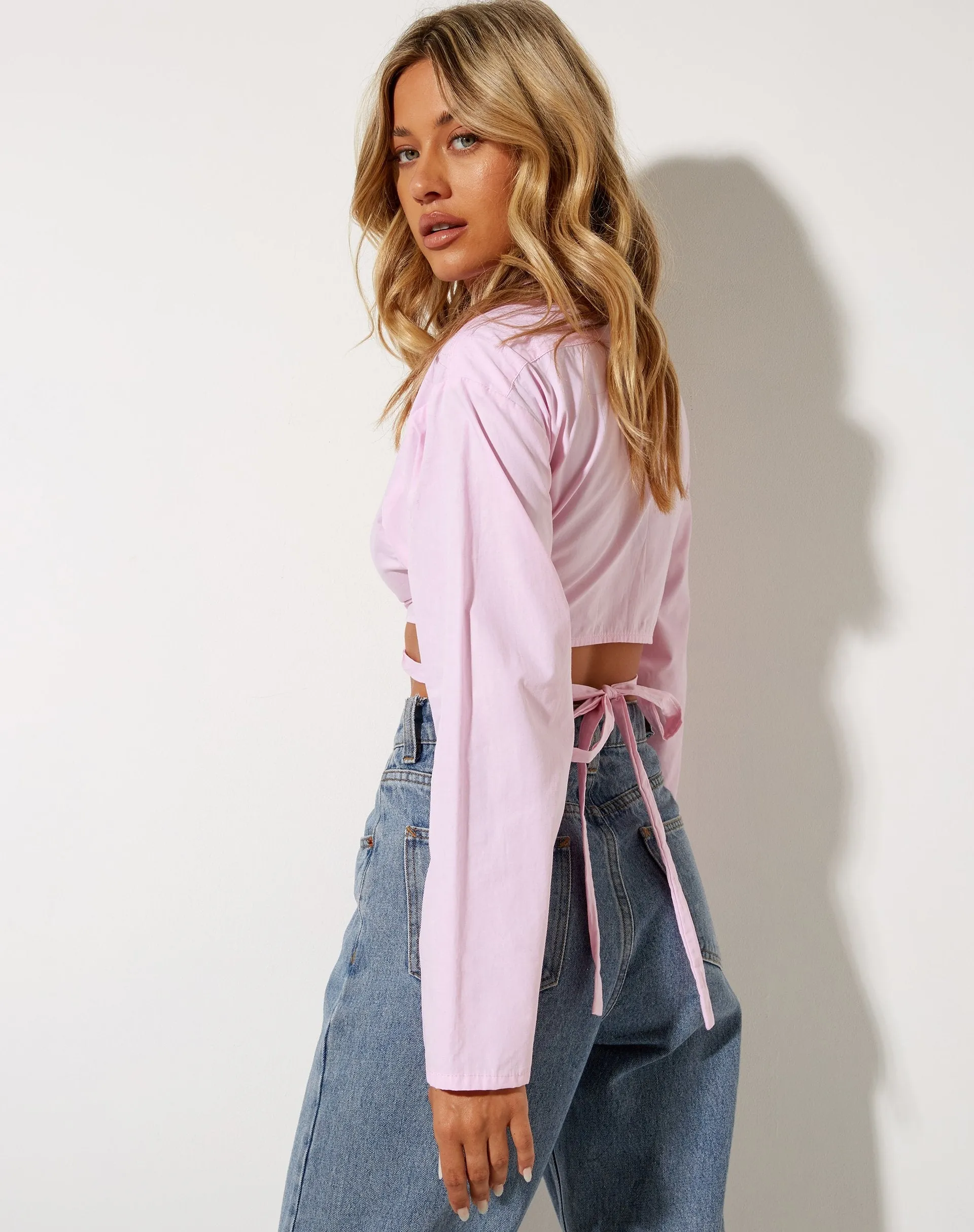 Elyse Crop Top in Pink sold by Motel Rocks product image thumbnail 2