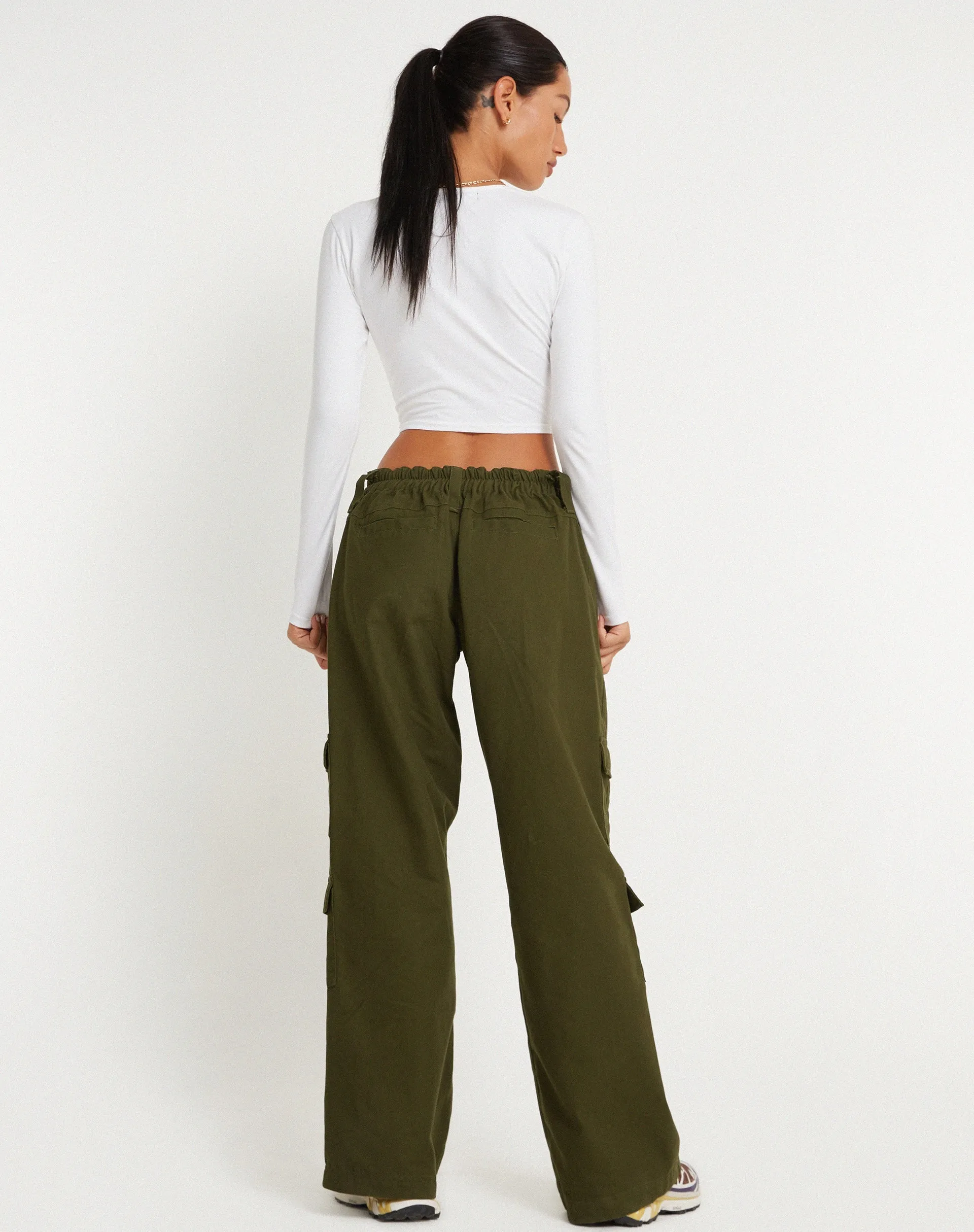 Hansa Cargo Trouser in Panama Dark Olive sold by Motel Rocks product image thumbnail 3