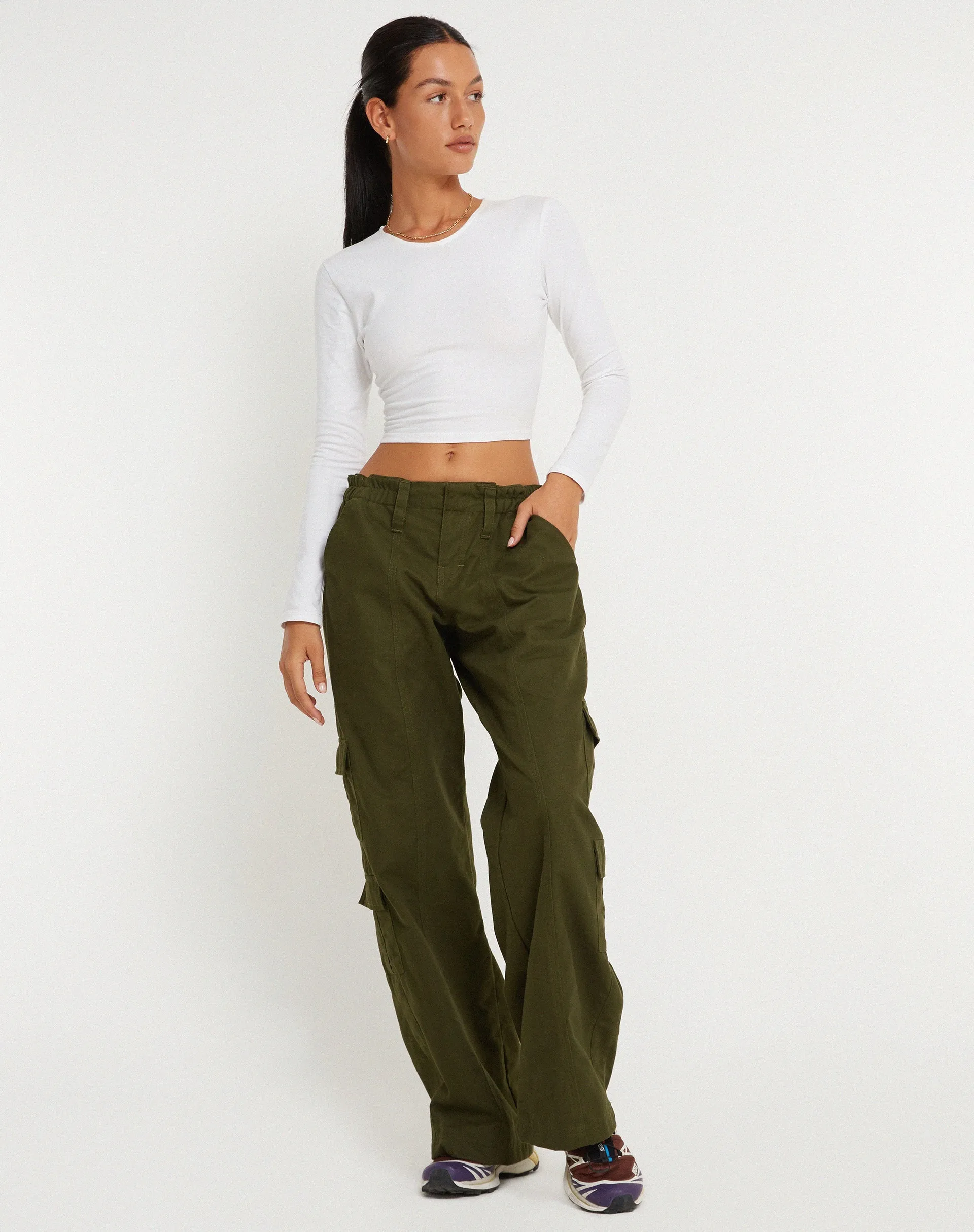 Hansa Cargo Trouser in Panama Dark Olive sold by Motel Rocks product image thumbnail 4