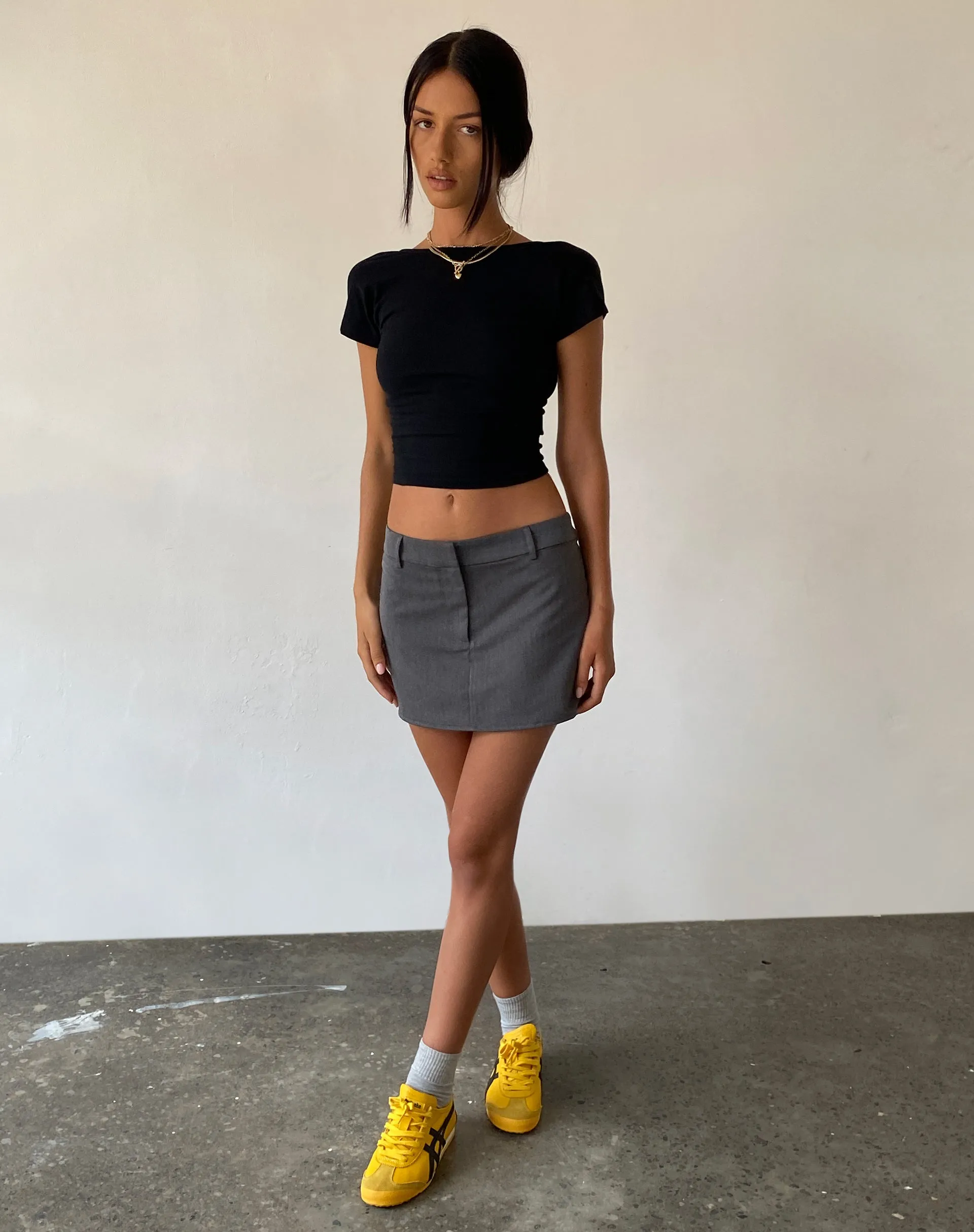 Sukra Mini Tailored Skirt in Charcoal sold by Motel Rocks product image thumbnail 4