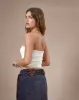 Jachai Frill Detail Bandeau Top in Off White sold by Motel Rocks