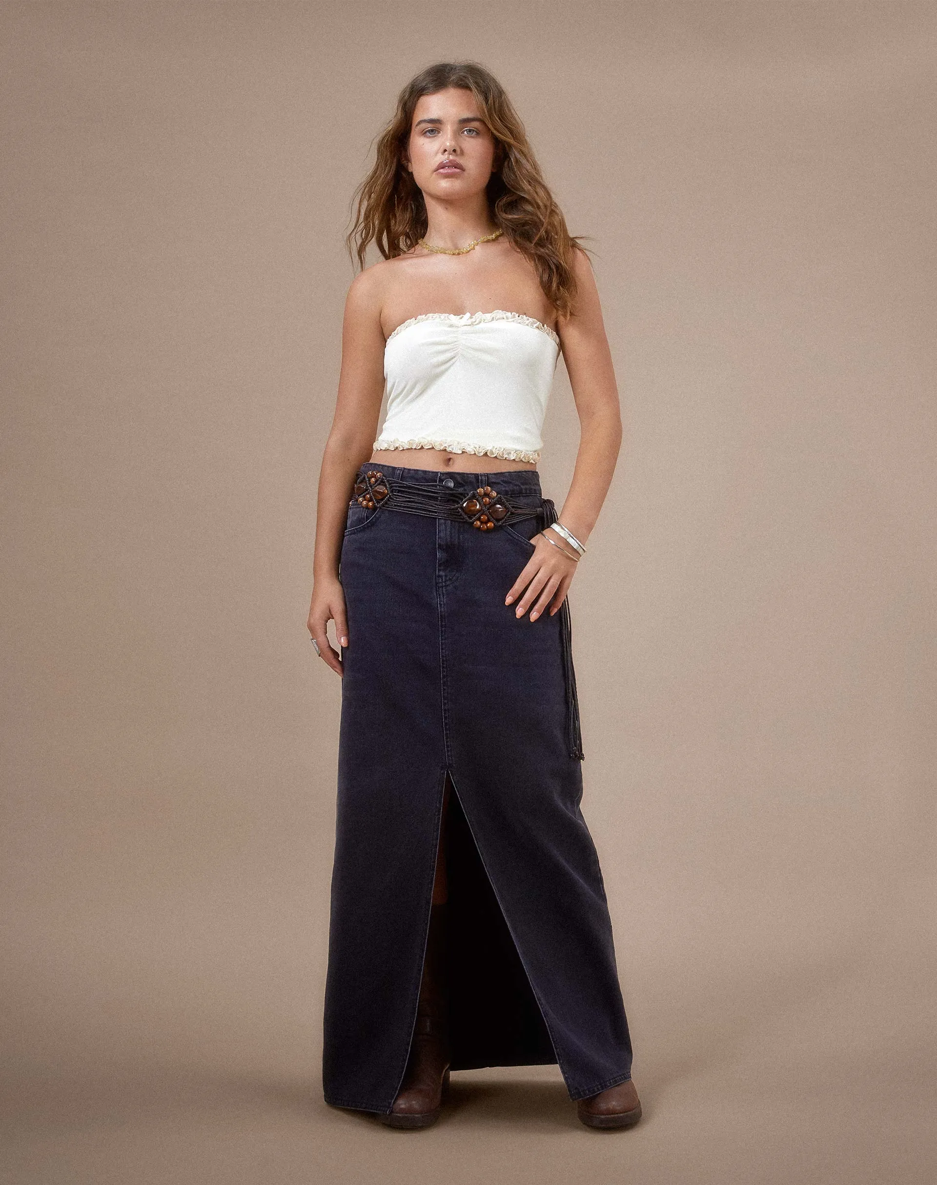 Jachai Frill Detail Bandeau Top in Off White sold by Motel Rocks product image thumbnail 3