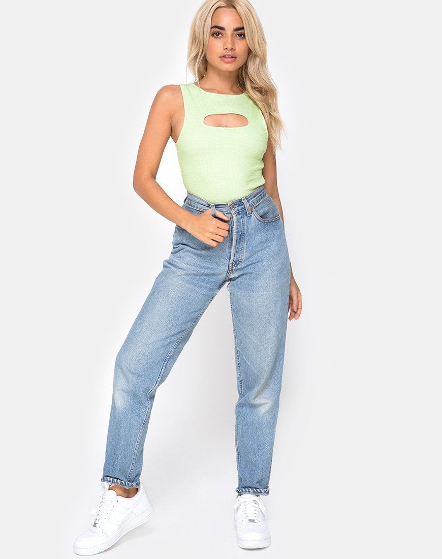 Lisari Bodice in Rib Pastel Lime sold by Motel Rocks product image thumbnail 3