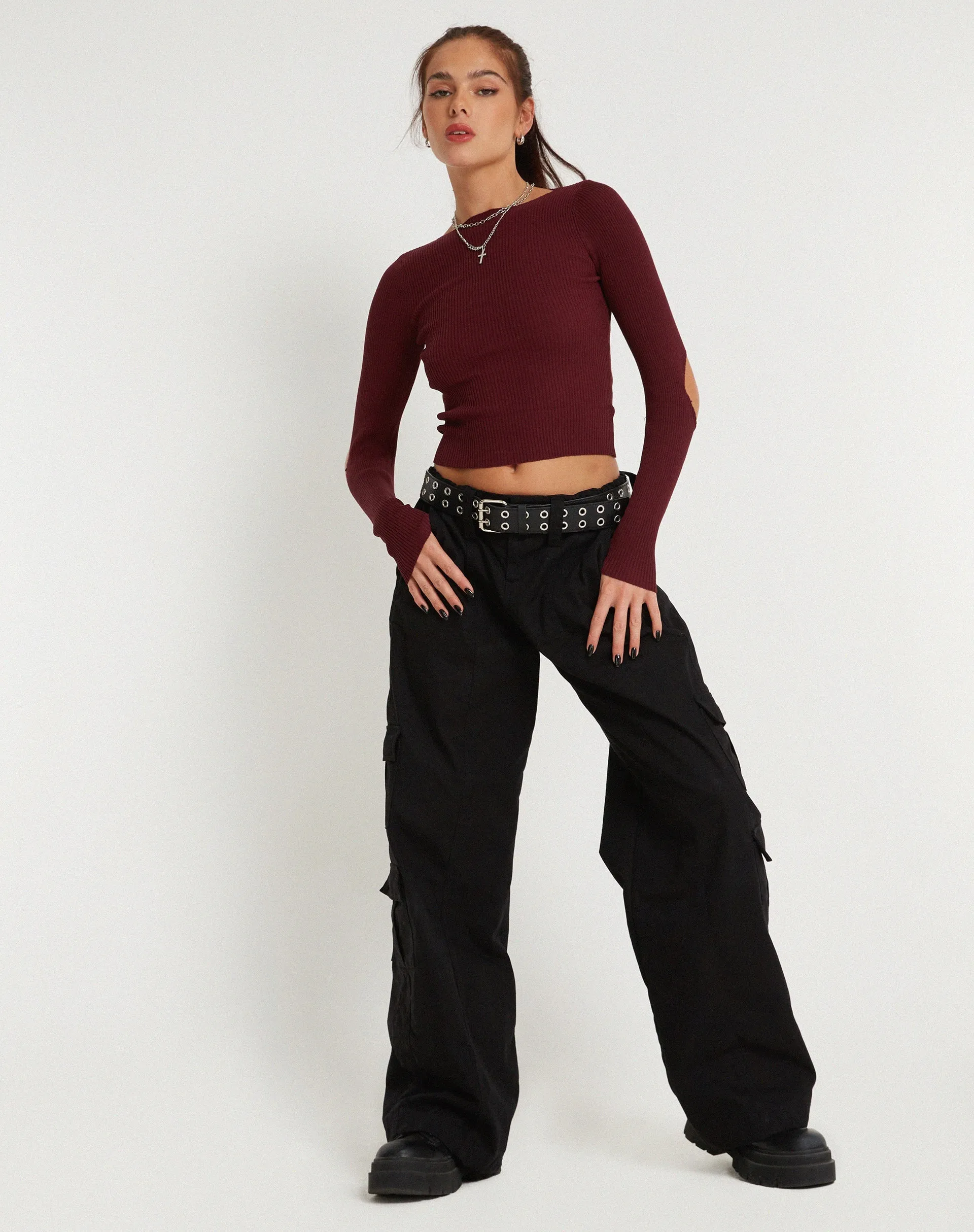 Tayon Long Sleeve Rib Top in Marron sold by Motel Rocks product image thumbnail 4