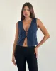 Kayve Tie Front Top in Navy sold by Motel Rocks