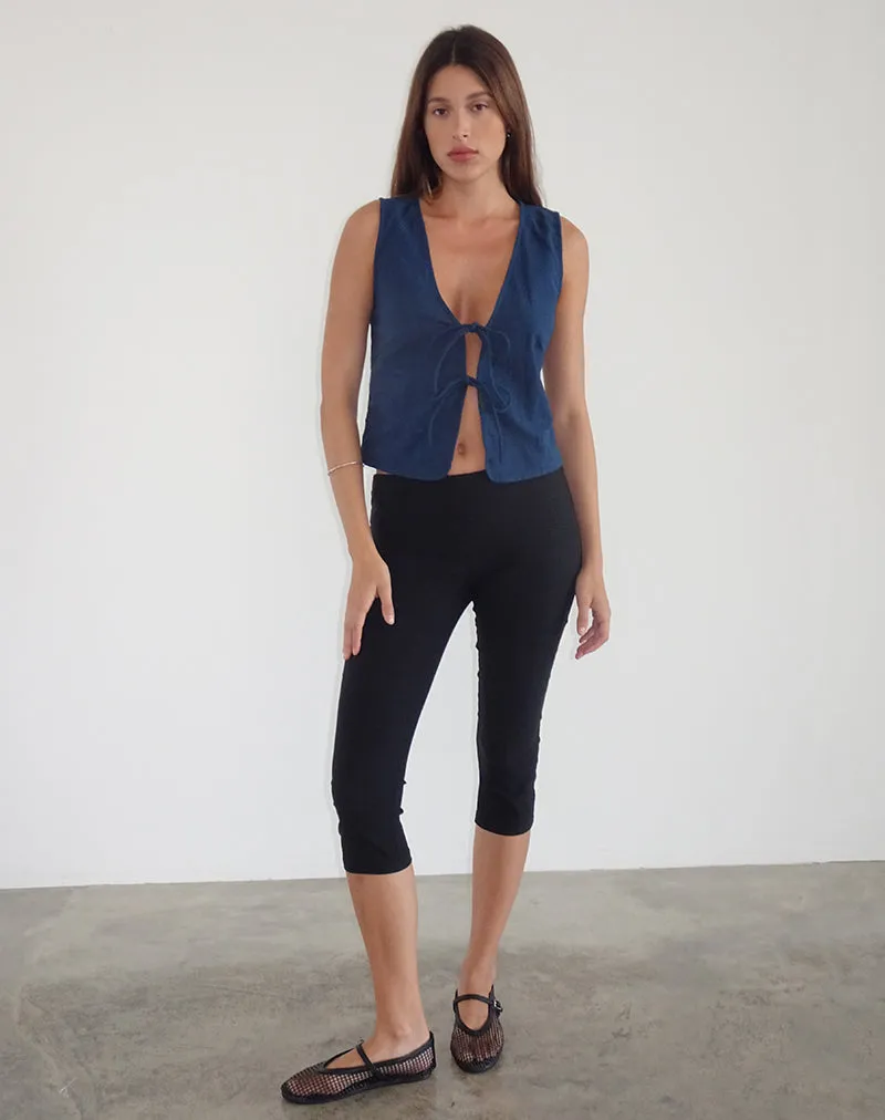 Kayve Tie Front Top in Navy sold by Motel Rocks product image thumbnail 2