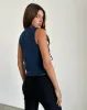 Kayve Tie Front Top in Navy sold by Motel Rocks