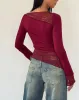 Lucca Long Sleeve Top in Burgundy sold by Motel Rocks
