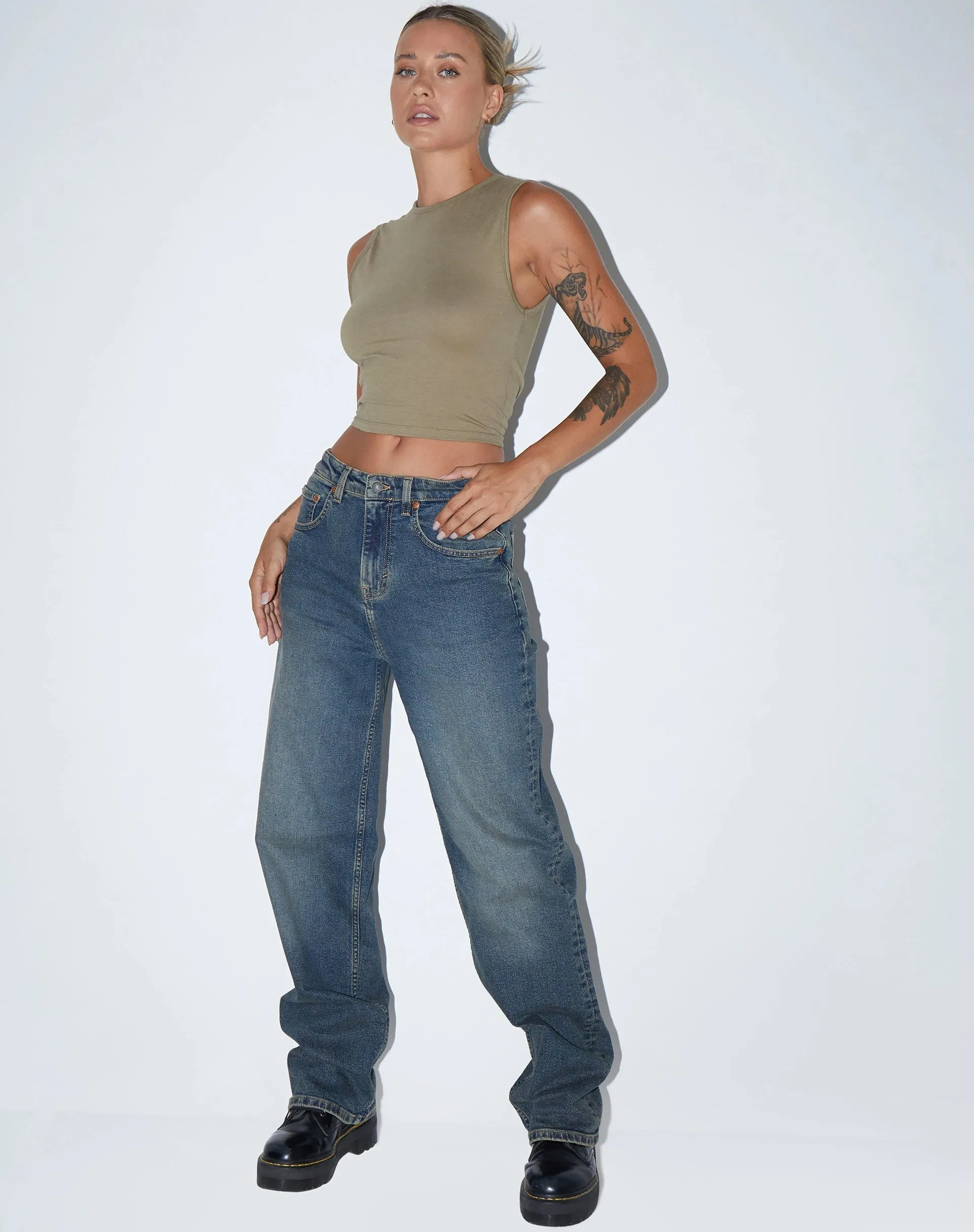 Monlo Vest Top in Lycra London Fog sold by Motel Rocks product image thumbnail 5