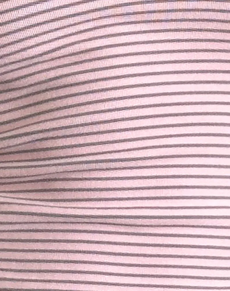 Jules Halter Top in Pink and Grey Jersey Stripe sold by Motel Rocks product image thumbnail 5