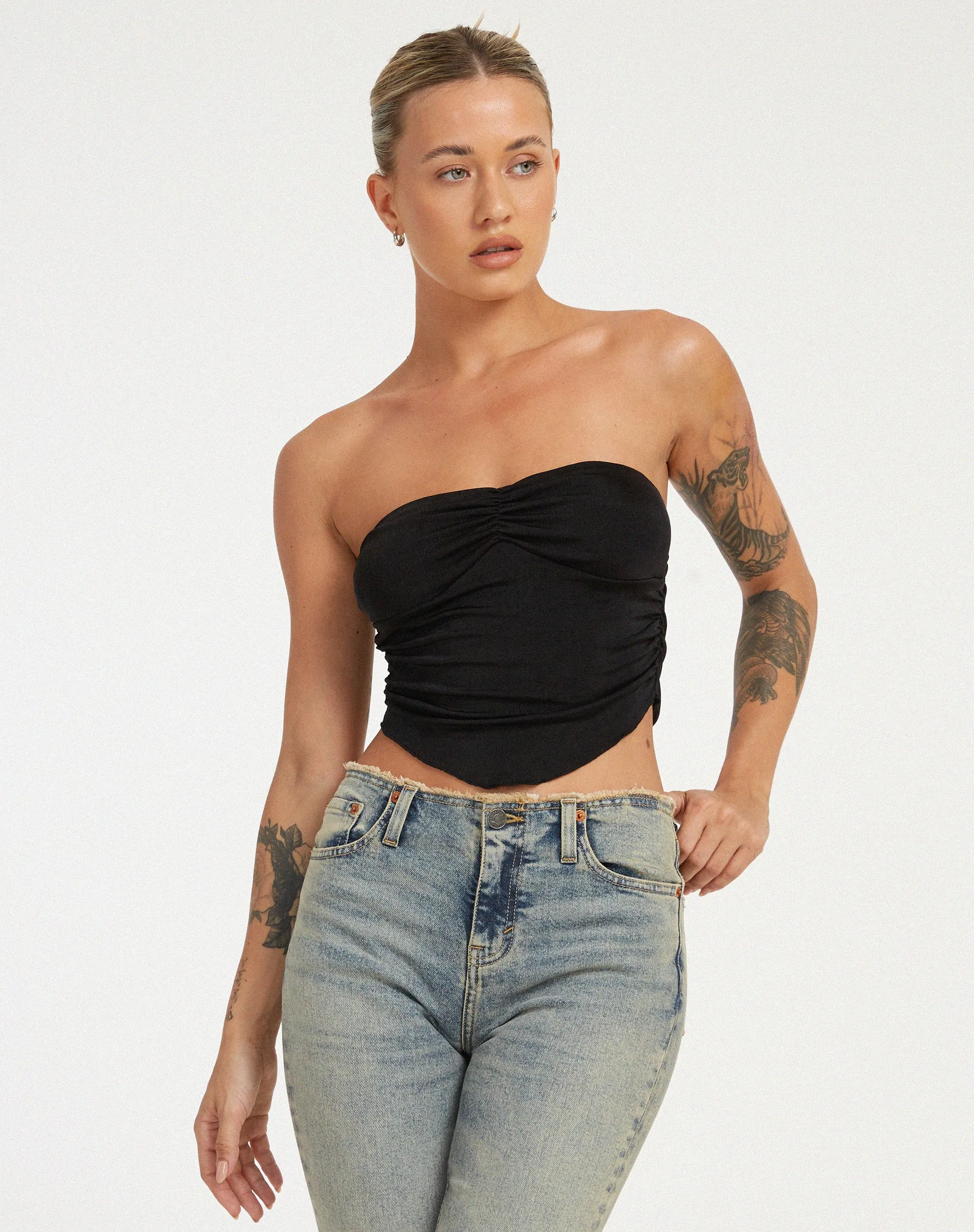 Hankru Bandeau Top in Black sold by Motel Rocks product image thumbnail 4