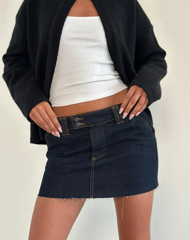 Rigid Micro Denim Skirt in Indigo sold by Motel Rocks