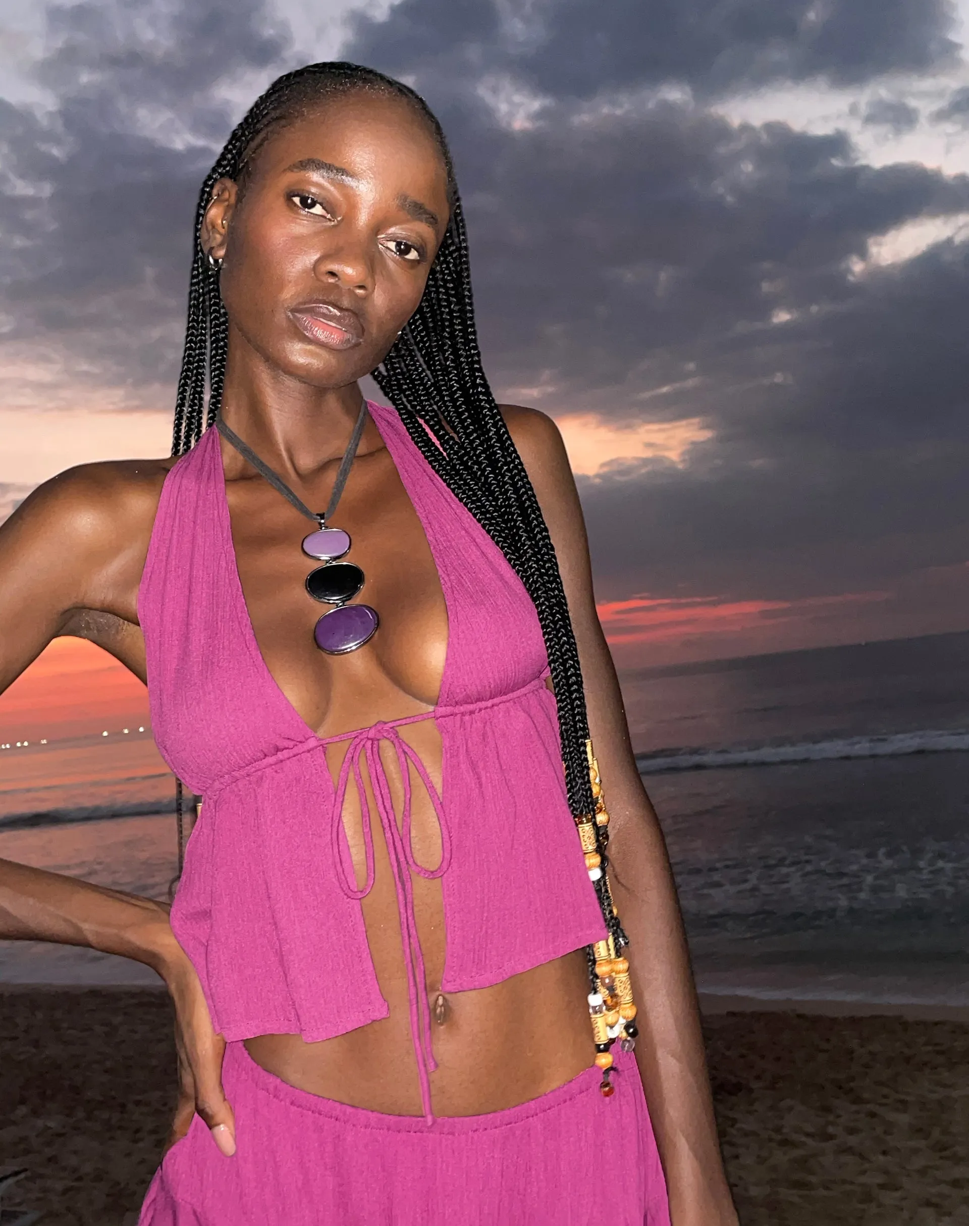 Tarala Halterneck Top in Daco Rose Crinkle sold by Motel Rocks product image thumbnail 3