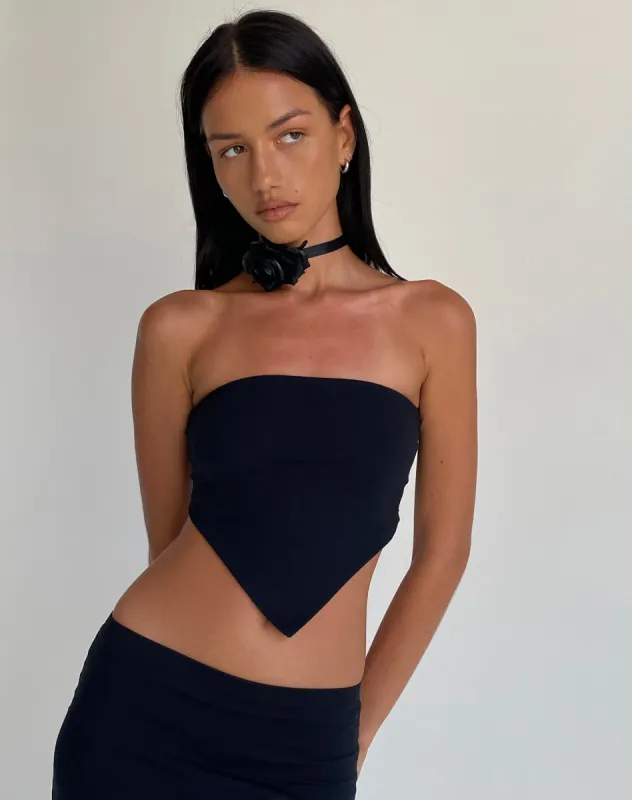 Ladshe Bandeau Top in Lycra Black sold by Motel Rocks