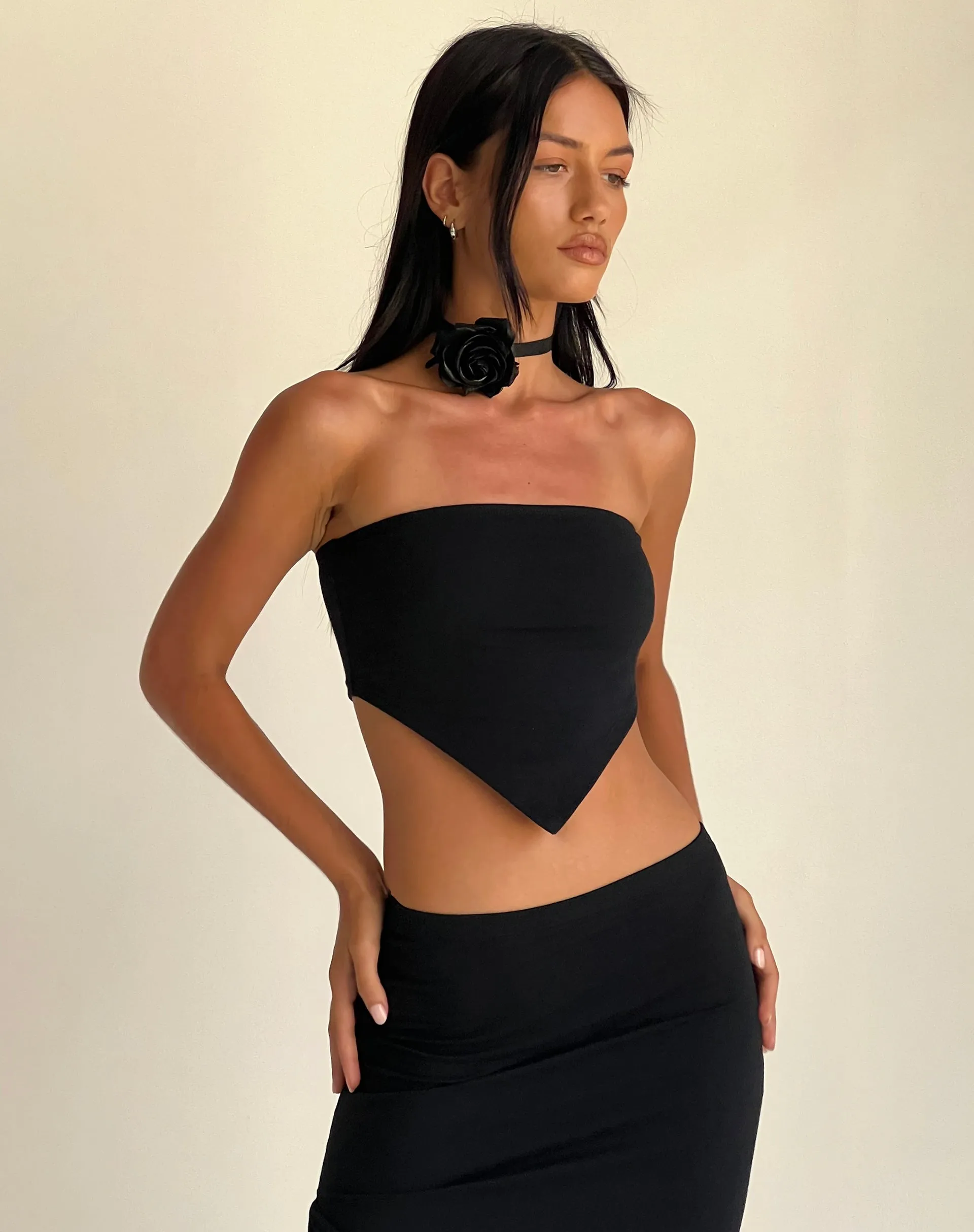 Ladshe Bandeau Top in Lycra Black sold by Motel Rocks product image thumbnail 5