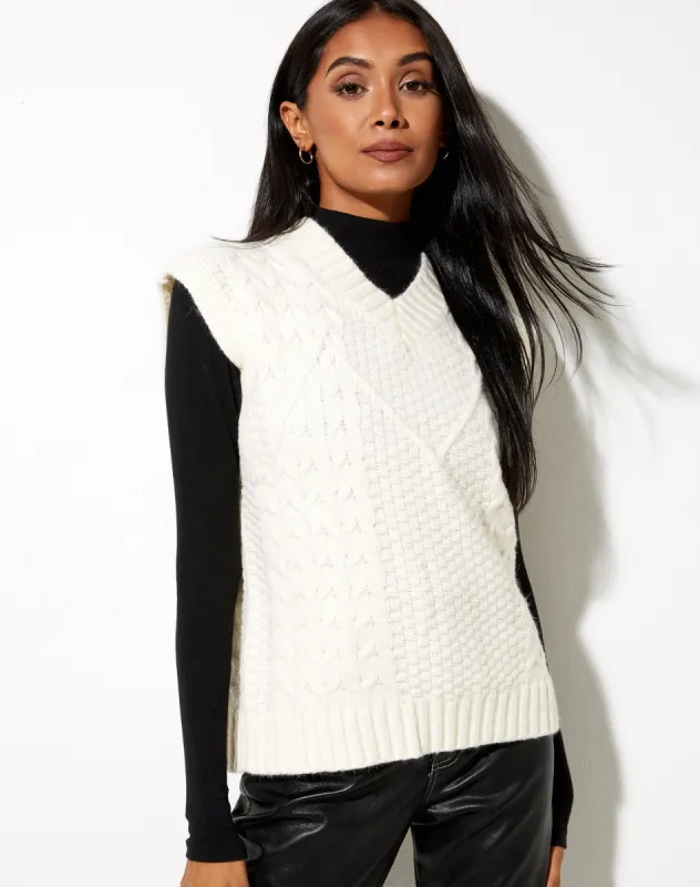 Qinna Vest in Ivory sold by Motel Rocks