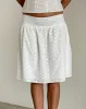 Aristia Midi Skirt in Woven Broderie White sold by Motel Rocks